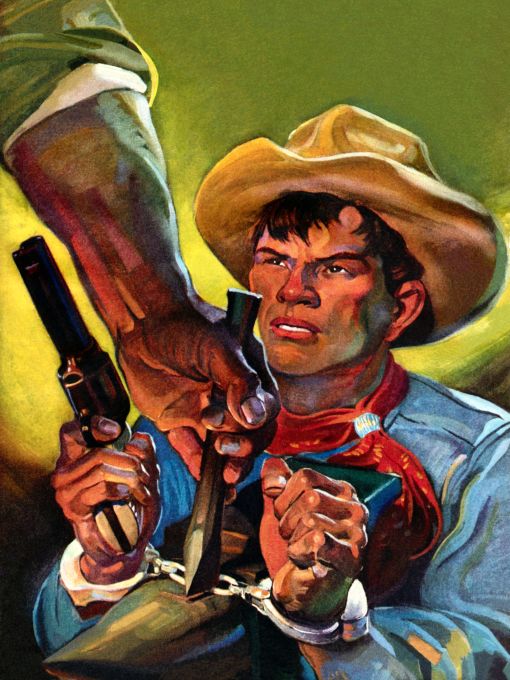 Outlaw forcing blacksmith to break handcuffs