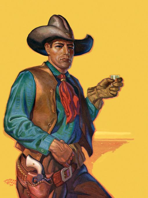 Classic looking cowboy with shot of wiskey