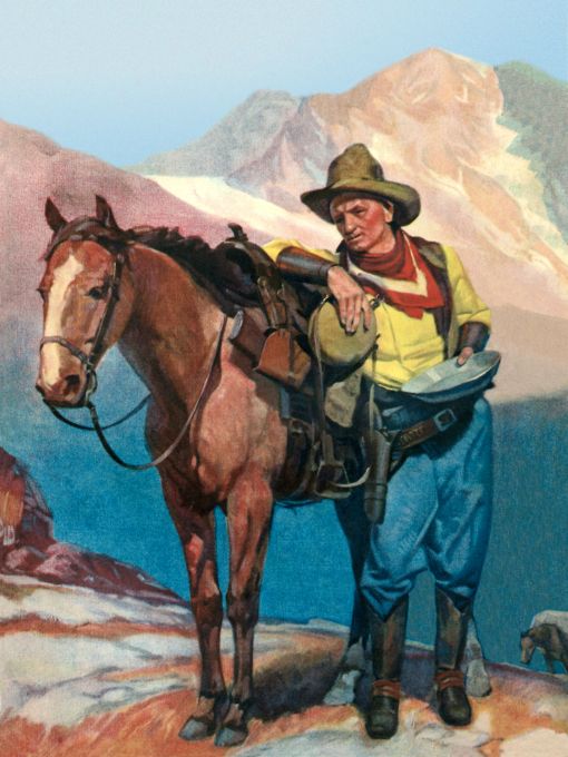 Prospector posing with horse