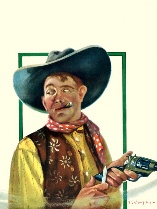 Cowboy with cigar, knife and revolver