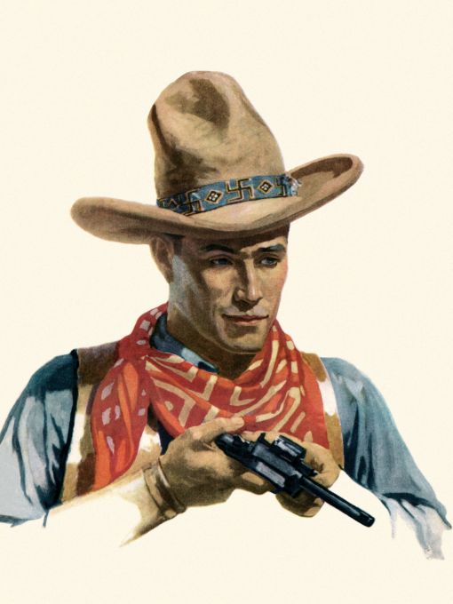 Happy looking cowboy reloading revolver