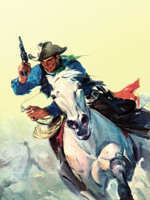 Cowboy on white horse in pursuit