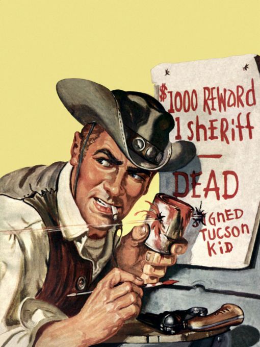 Tucson Kid being shot at while making a bounty sign wanting the sheriff dead