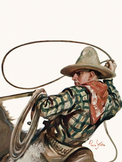 Cowboy about to wrangle up cattle with a lasso